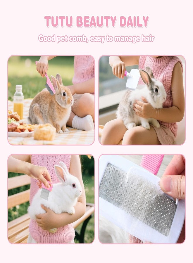 PRRPRR 16 Pcs Bunny Grooming Kit,Rabbit Litter Box, Bunny Toys,Blankets with Cleaning Supplies,Pet Toilet Potty with Detachable Hanging Pet Cage Bowl Suitable for Rabbit,Guinea Pig(Pink) (Pink (16PCS)) - Image 5
